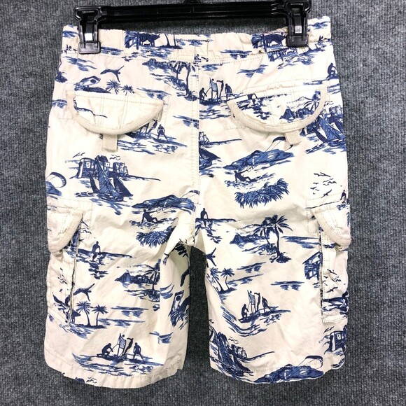 First Wave Boys Cargo Shorts Size 12 Tan Blue Elastic Waist Drawstring Beach‎ - Picture 2 of 9